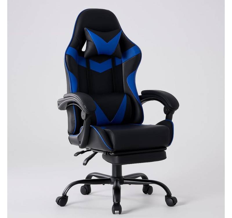 SURFOU Gaming-Stuhl Chefsessel Bürostuhl Ergonomisch Gamingstuhl PC Sessel Drehsessel, mit Fußstütze Kopfstütze Lordosenstütz Höhenverstellbar Drehsessel von SURFOU