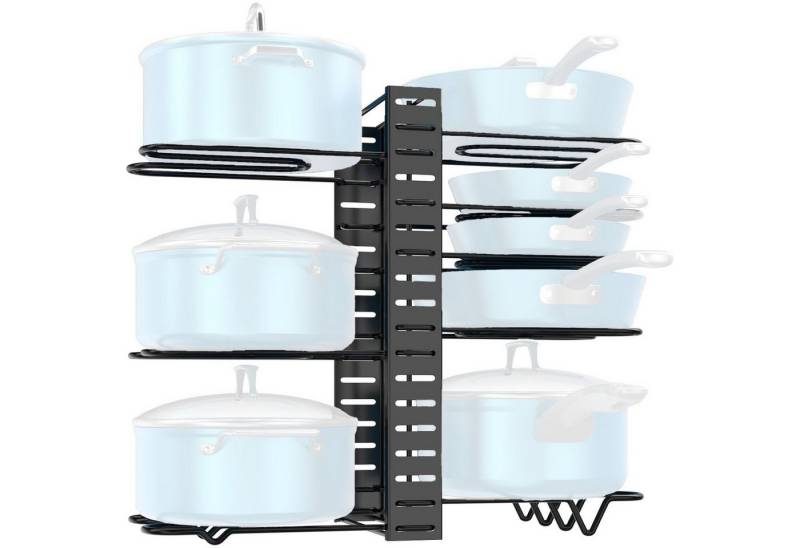 SURFOU Geschirrständer Töpfe Organizer 8 Etagen Fächern Pfannen Organizer Schublade, Verbessert Pfannenhalter Pfannenständer mit 8 Verstellbaren Teiler von SURFOU