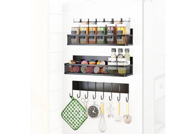 SURFOU Gewürzregal 4 Stück Magnetisches Regal Gewürzregal für Kühlschrank Organizer, Hängeregal Küche ohne bohren für Küchenorganisation und Aufbewahrung von SURFOU