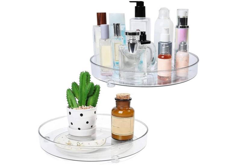 SURFOU Gewürzregal Kosmetik-organizer Kühlschrank Organizer, 2er 360° Drehteller Fridge, Schrank Organizer Küchen Lazy Susan/Kosmetik-organizer – Transparent 2PCS: 27cm+23.5cm, 2 Größen,Küchenorganizer für Küchenschränke und Kühlschränke. von SURFOU