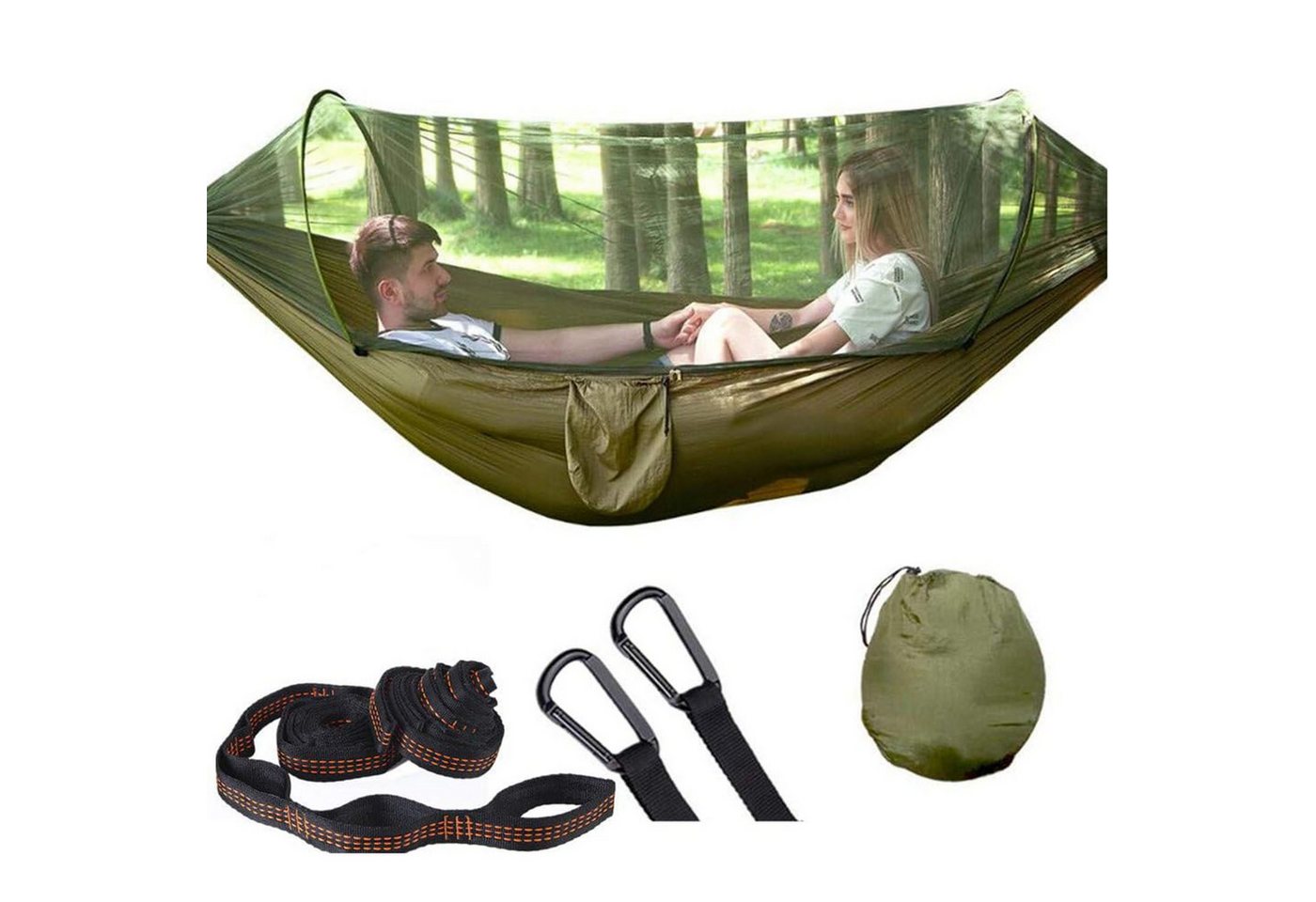 SURFOU Hängematte Outdoor Hängematte mit Moskitonetz 120KG Tragkraft Reise Camping (Atmungsaktiv Schnelltrocknendes Nylon Rucksackreisen), für Terrasse Balkon Garten Outdoor Camping von SURFOU