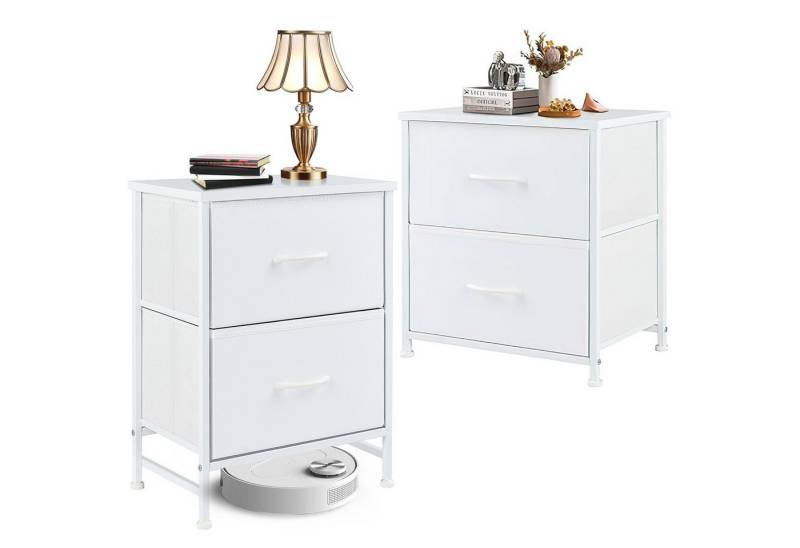 SURFOU Kommode Nachttisch 2er Nightstand Kommode Beistelltisch mit 2 Schublade (für Schlafzimmer, 2-stufiger), Bed Side Table Bedroom Stoffschubladen Aufbewahrungs Nachtschrank von SURFOU