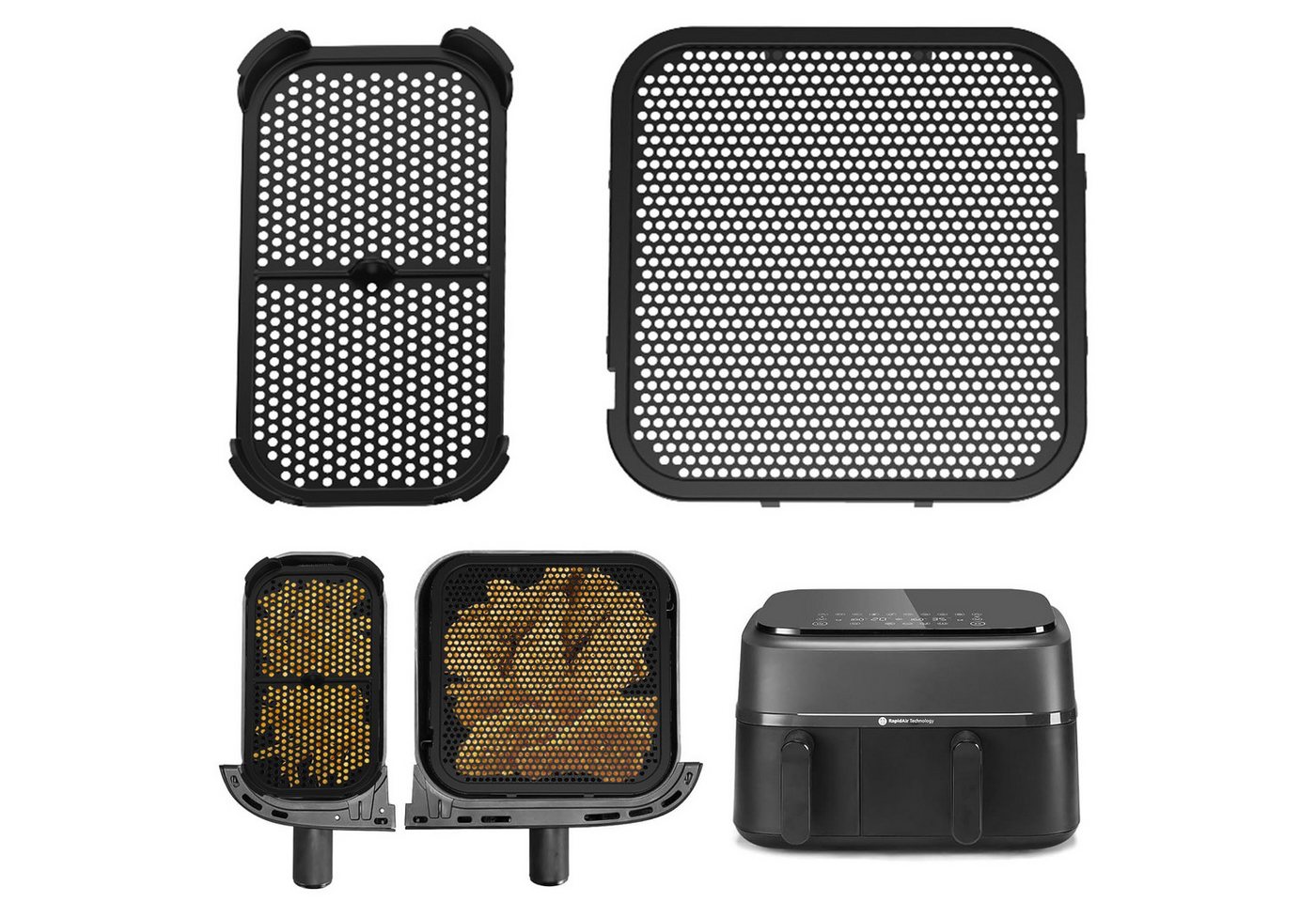 SURFOU Küchenmaschinen Zubehör-Set 2 Stk. Silikon Spritzschutz für Philips Airfryer Dual Basket NA350, Zubehör für Philips Heißluftfritteuse Zubehör, Speziell für Philips Airfryer Dual Basket 3000 Series( NA350),3L+6L – gegen Fett schützen, Schutz für Heizspirale & Ventilator, Hitzebeständig bis 230°C, Spülmaschinenfest, Lebensmittelechtem Silikon, Rutschfest, verschleißfest und stabil SURFOU Küchenmaschinen Zubehör-Set 2 Stk. Silikon Spritzschutz für Philips Airfryer Dual Basket NA350, Zubehör für Philips Heißluftfritteuse Zubehör, Speziell für Philips Airfryer Dual Basket 3000 Series( NA350),3L+6L – gegen Fett schützen, Schutz für Heizspirale & Ventilator, Hitzebeständig bis 230°C, Spülmaschinenfest, Lebensmittelechtem Silikon, Rutschfest, verschleißfest und stabil von SURFOU