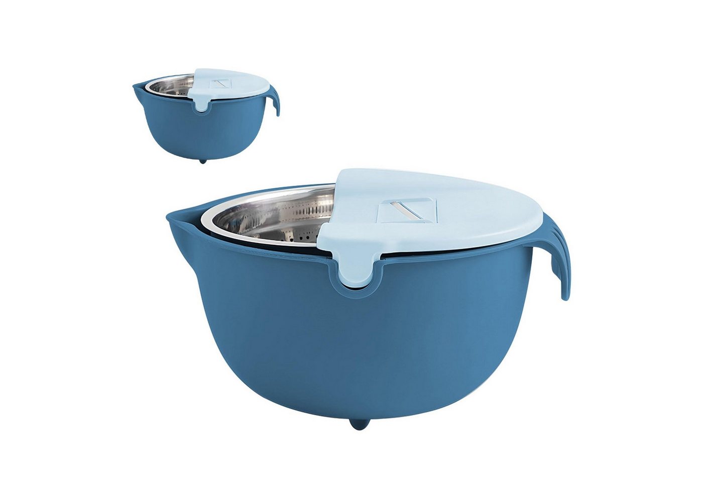 SURFOU Küchensieb 9-in-1 Küchensieb mit Schüssel & Gemüseschneider–Rotierbares Nudelsieb, (4L Multifunktionales Abtropfsieb mit Schüssel, 4 Schneideeinsätzen, Schneidbrett & Rührbesen – Praktisches Küchenzubehör, 9-St) SURFOU Küchensieb 9-in-1 Küchensieb mit Schüssel & Gemüseschneider–Rotierbares Nudelsieb, (4L Multifunktionales Abtropfsieb mit Schüssel, 4 Schneideeinsätzen, Schneidbrett & Rührbesen – Praktisches Küchenzubehör, 9-St) von SURFOU
