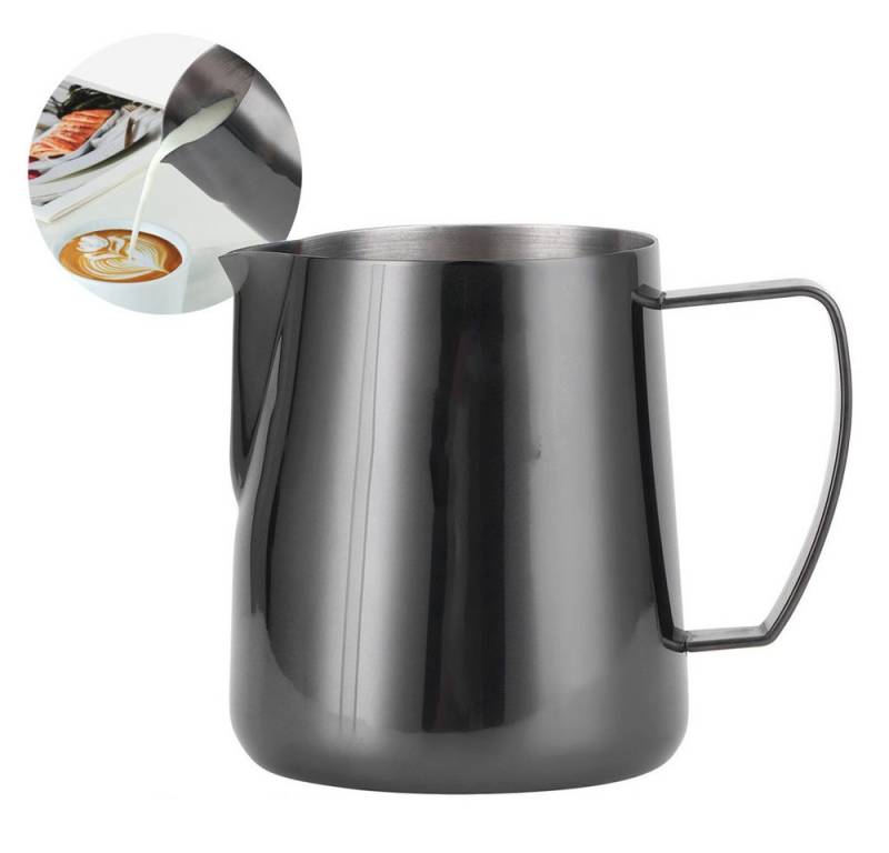 SURFOU Milchkännchen Milchkännchen 304 Edelstahl 0.4L Glänzend Schwarz, (1-St), ideal zur Herstellung kunstvoller Latte Art von SURFOU