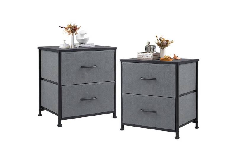 SURFOU Nachttisch 2er Nightstand Kommode Beistelltisch mit 2 Schublade 2-stufiger (für Schlafzimmer, für Schlafzimmer und Wohnzimmer), Bed Side Table Bedroom Stoffschubladen Aufbewahrungs Nachtschrank von SURFOU