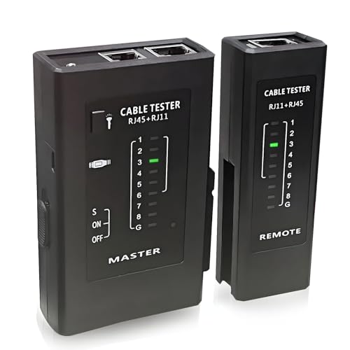 SURFOU Netzwerktester, Netzwerkkabel Lan Tester Cat7 Dämpfung Cat6 Cat6a Cat8, Ethernet Cable Netzwerk Testgerät Gigabit, Cat Rj45 Kabeltester Rj11-Kabel Prüfgerät, Network Patchkabel Prüfer Gbit von SURFOU