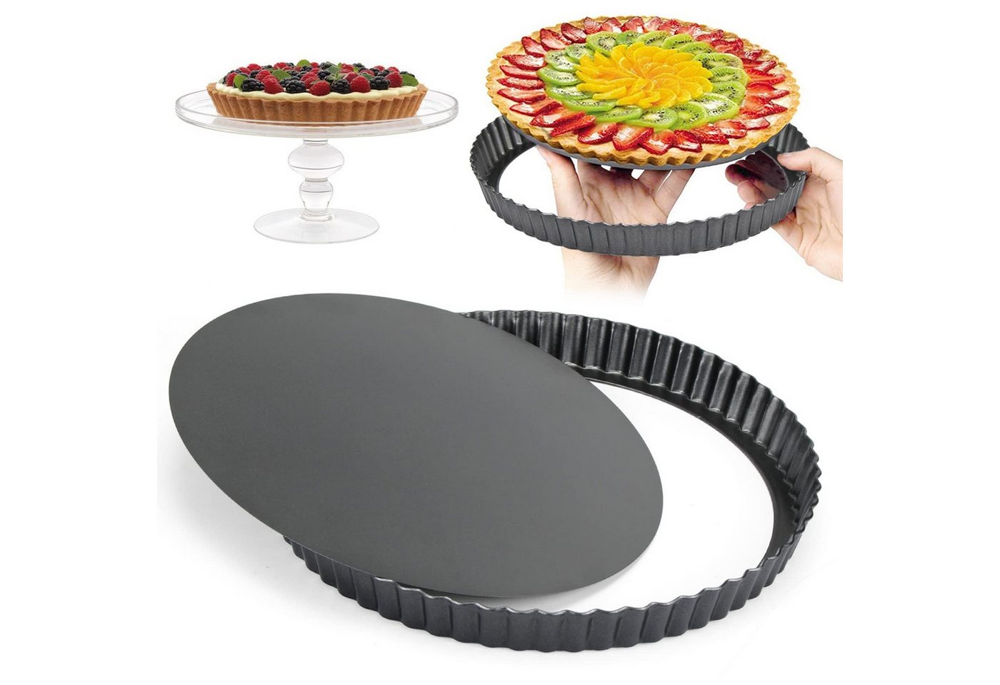 SURFOU Obstkuchenform Backformen Kuchenform Brotbackform Tarteform 28 cm Rund Pie Backform, (Antihaftbeschichtete Quiche Tortenboden Backform, Obstkuchenform,Tortenbodenform,Obstbodenform,Tortenform,Torte Pan,Tortenpfannen,Quichepfanne, 22/24/28cm backform rund für Quiche, Pizza und Torten 1-tlg), Antihaftbeschichtung, Herausnehmbarer Boden, Spülmaschinenfest SURFOU Obstkuchenform Backformen Kuchenform Brotbackform Tarteform 28 cm Rund Pie Backform, (Antihaftbeschichtete Quiche Tortenboden Backform, Obstkuchenform,Tortenbodenform,Obstbodenform,Tortenform,Torte Pan,Tortenpfannen,Quichepfanne, 22/24/28cm backform rund für Quiche, Pizza und Torten 1-tlg), Antihaftbeschichtung, Herausnehmbarer Boden, Spülmaschinenfest von SURFOU