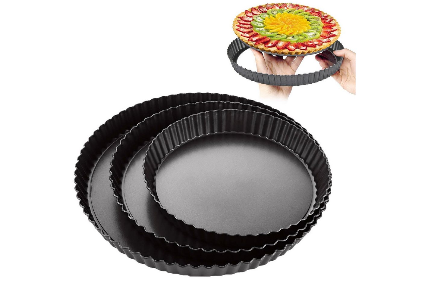 SURFOU Obstkuchenform Backformen Kuchenform Brotbackform Tarteform 28 cm Rund Pie Backform, (Antihaftbeschichtete Quiche Tortenboden Backform, Obstkuchenform,Tortenbodenform,Obstbodenform,Tortenform,Torte Pan,Tortenpfannen,Quichepfanne, 22/24/28cm backform rund für Quiche, Pizza und Torten 3-tlg), Antihaftbeschichtung, Herausnehmbarer Boden, Spülmaschinenfest SURFOU Obstkuchenform Backformen Kuchenform Brotbackform Tarteform 28 cm Rund Pie Backform, (Antihaftbeschichtete Quiche Tortenboden Backform, Obstkuchenform,Tortenbodenform,Obstbodenform,Tortenform,Torte Pan,Tortenpfannen,Quichepfanne, 22/24/28cm backform rund für Quiche, Pizza und Torten 3-tlg), Antihaftbeschichtung, Herausnehmbarer Boden, Spülmaschinenfest von SURFOU