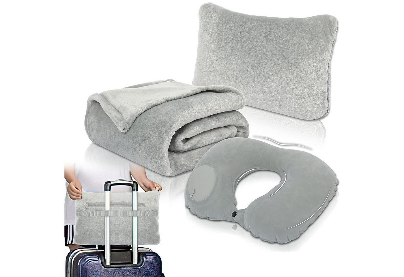 SURFOU Reisekissen Reisedecke Ultraleicht Kissen Decke 2 in 1 Flugzeug Travel Blanket, Verwandlungskissen Pillow für Unterwegs, Reise Gadgets für Urlaub, Büro, Zuhause, Geschäftsreisen von SURFOU