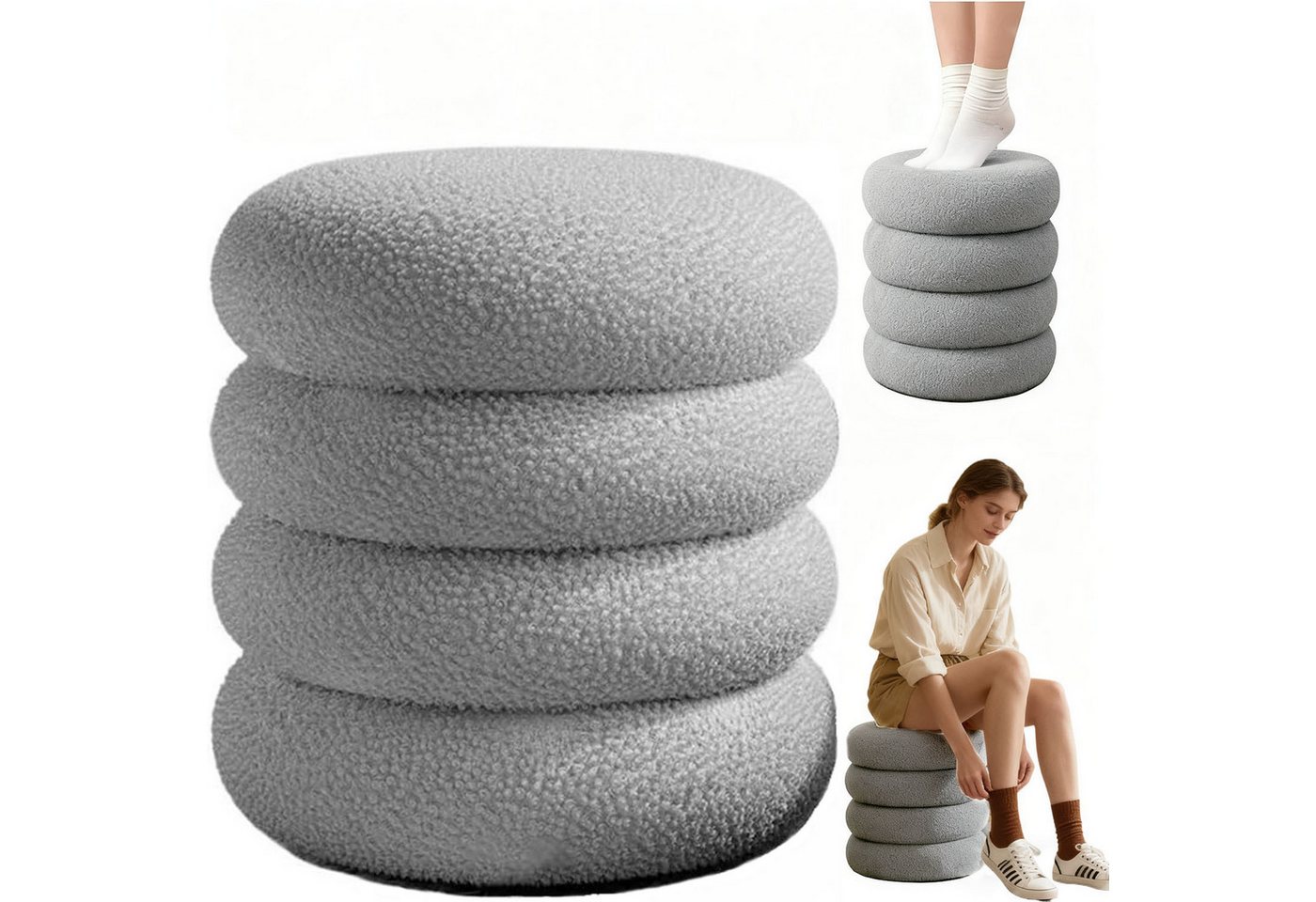 SURFOU Sitzhocker Fußhocker Strickhocker Stoff Hocker Rund Schminktisch Polsterhocker (Gepolsterte Sitzfläche), für Schminktisch Wohnzimmer Möbel als Flur Möbel Wohnen von SURFOU