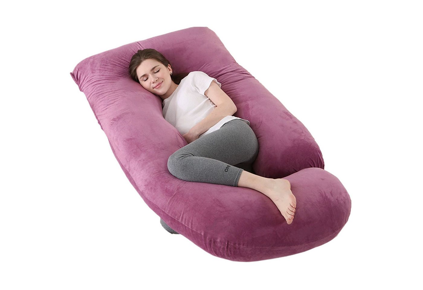 SURFOU Stillkissen Schwangerschaftskissen J-Form Ganzkörperkissen Schlafen Körperkissen, Seitenschläferkissen mit Bezug Kissen Stillkissen Groß Lagerungskissen von SURFOU