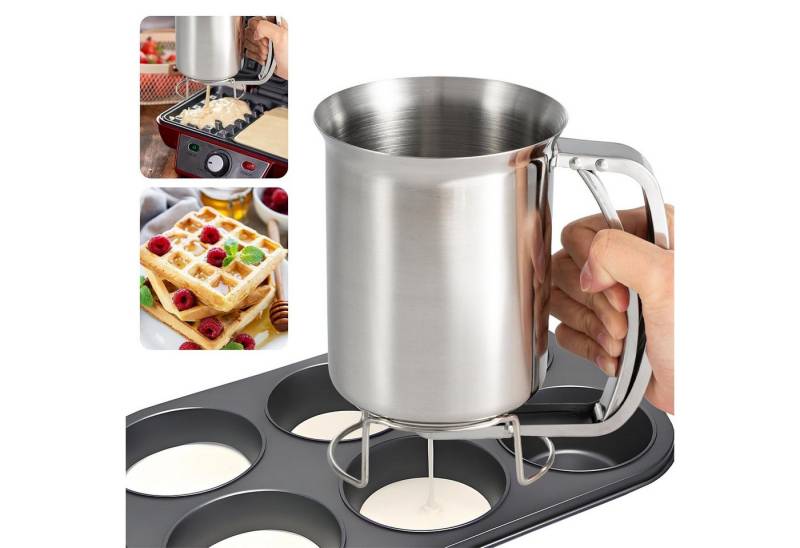 SURFOU Teigportionierer 680ml Edelstahl Teigspender Pancake Portionierer, (Teigspender Manuell Teigdosierer Teig Spender für Pfannkuchendesserts), mit Ständer Pfannkuchenteigspender Teig Kuchen von SURFOU