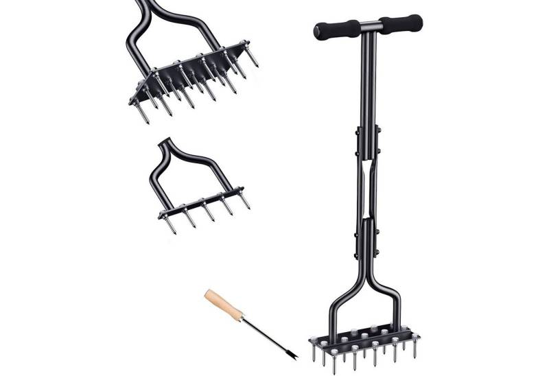 SURFOU Vertikutierer Rasenlüfter Aerifizierer für Rase Belüften Lawn Aerator 2-in-1, (Rasenbelüfter Vertikutierer 15 Spikes Belüften mit Gartenwerkzeuge), T-Griff Rasenspecht Handvertikutierer Verdichtete Böden Rasenpflege von SURFOU