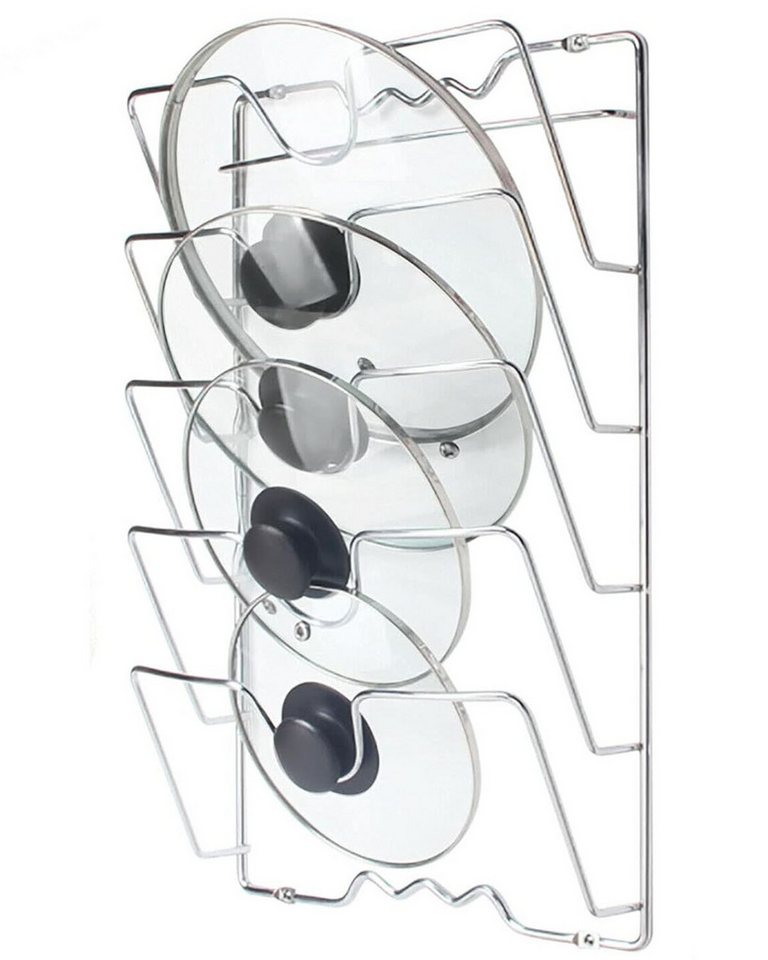 SURFOU Wandregalhalter Topfdeckelhalter Deckelhalter Topfdeckel Pfannendeckel Organizer, Wand-/Türmontierter Küchenschrank Pfannendeckel Topfdeckelhalter, Langlebigkeit, Korrosionsbeständigkeit von SURFOU