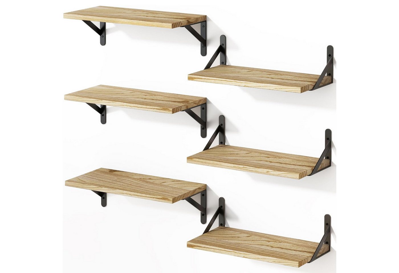 SURFOU Wandregalhalter Wandregal-Set 6-tg Holz & Metall, 40x15cm - Robust & Funktional, 15kg Tragkraft, Für Wohnzimmer, Schlafzimmer, Küche, Bad, Büro SURFOU Wandregalhalter Wandregal-Set 6-tg Holz & Metall, 40x15cm - Robust & Funktional, 15kg Tragkraft, Für Wohnzimmer, Schlafzimmer, Küche, Bad, Büro von SURFOU