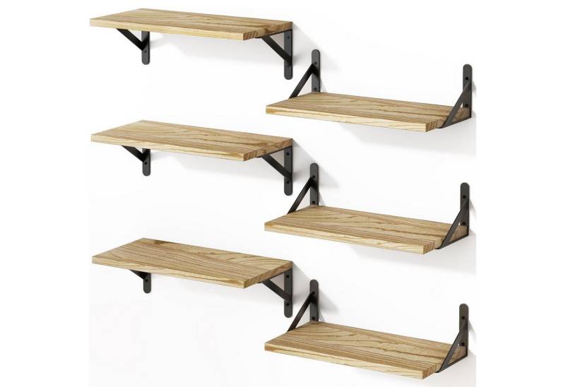 SURFOU Wandregalhalter Wandregal-Set 6-tg Holz & Metall, 40x15cm - Robust & Funktional, 15kg Tragkraft, Für Wohnzimmer, Schlafzimmer, Küche, Bad, Büro SURFOU Wandregalhalter Wandregal-Set 6-tg Holz & Metall, 40x15cm - Robust & Funktional, 15kg Tragkraft, Für Wohnzimmer, Schlafzimmer, Küche, Bad, Büro von SURFOU