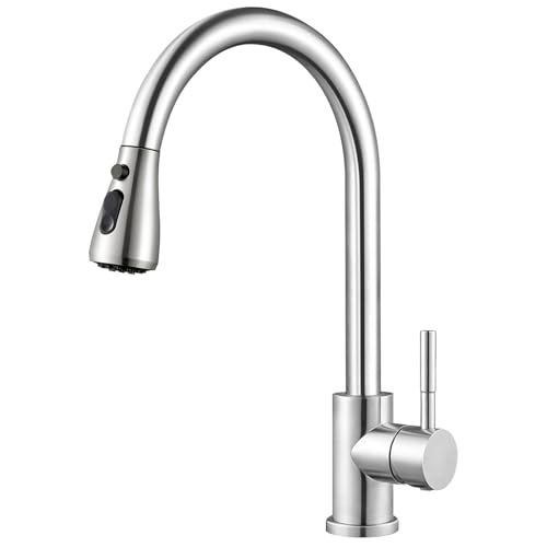 SURFOU Wasserhahn Küche, Küchenarmatur mit 2+1 Modi, Hochdruck Ausziehbar, 360° Schwenkbar, Edelstahl Einhebel Mischbatterie für Spüle, Rostfrei, Langlebig von SURFOU