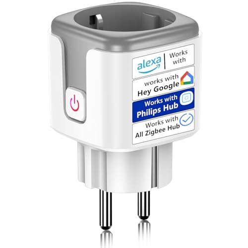 SURFOU Zigbee Steckdose, Smart Zeitschaltuhr Steckdose mit Strommessgerät in Home, Kompatibel mit Philips Hue, Alexa, Google Home und SmartThings, HUE Bridge Erforderlich, Zigbee 3.0 Plug (1 Pack) von SURFOU