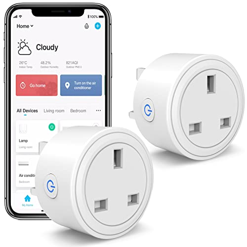 Smart WLAN Steckdose, Mini Home WiFi 3-pin Type-G Plug,2 Pack von SURFOU