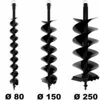 Gt Garden 3 Stück Profi Erdlochbohrer Pfahlbohrer Pfostenbohrer Ersatzbohrer für Erdbohrgerät, Stahl, Durchmesser 80/150/250mm von SURICUT