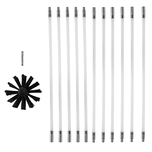 Ofenrohrbürste Stange Set, Kanalentlüftungs Reinigungsset, 11 Flexible Kaminreinigungsstab 410mm, 100mm Bürstenkopf, Kaminbürste, Schornsteinfeger Bürste für Trockner Vent/Abwasserrohr von SURIEEN