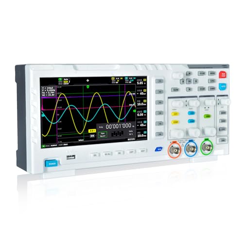 1014D Digitales Oszilloskop 2 Kanäle, 7" Oscilloscope 100Mhz Bandbreite mit DDS Signalgenerator, 1GSa/s Abtastrate, 240kbit Speichertiefe, Triggermodus Auto/Nomal/Einzel, Datenspeicherung & Export von SURLABA