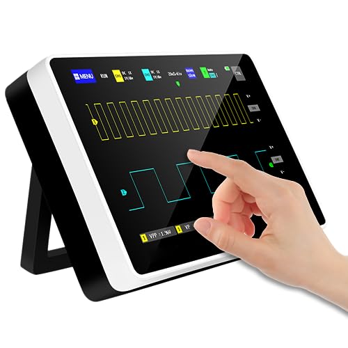 SURLABA Digitales Tablet Oszilloskop, 7" Touchscreen Oscilloscope 100Mhz Bandbreite mit 2 Kanäle, 1GSa/s Abtastrate, 240kbit Speichertiefe, Triggermodus Auto/Nomal/Einzel für DIY, Heimgebrauch von SURLABA