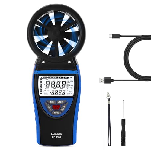 SURLABA Digital Windmesser, Außenbereich Anemometer 0.3-30m/s Windgeschwindigkeitsmesser, Windmessgerät mit 5 Einheiten & Max/Min/Aktueller Wert, Wind Meter für Windsurfen Schießen Segeln Drohne SURLABA Digital Windmesser, Außenbereich Anemometer 0.3-30m/s Windgeschwindigkeitsmesser, Windmessgerät mit 5 Einheiten & Max/Min/Aktueller Wert, Wind Meter für Windsurfen Schießen Segeln Drohne von SURLABA