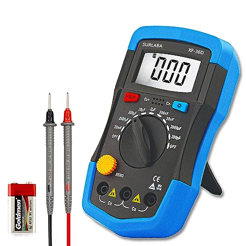 SURLABA Digitales Kapazitätsmessgerät, XF-36D Capacitance Meter bis 20,000uF, 1999 Count Kondensatormessgerät Multimeter für Haus, Industrie, Fehlerprüfung von SURLABA