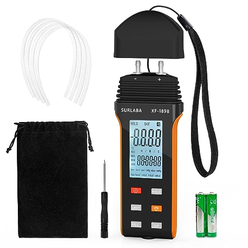 SURLABA Digitales Manometer, Differenzdruckmessgerät Messbereich 30PSI, Gasdruckmessgerät mit 11 Einheiten, Differential Pressure Gauge für Differenzdruck von 1-2 Rohren, Lüftung, HVAC SURLABA Digitales Manometer, Differenzdruckmessgerät Messbereich 30PSI, Gasdruckmessgerät mit 11 Einheiten, Differential Pressure Gauge für Differenzdruck von 1-2 Rohren, Lüftung, HVAC von SURLABA