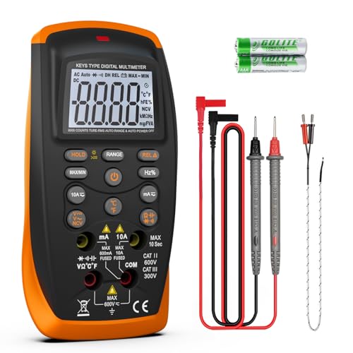 SURLABA Digitales Multimeter, XF-42B Voltmeter TRMS 6000 Count Spannungs Strommesser Ohmmeter, NCV Volt Ampere Widerstand Dioden Durchgangsmessung Tastverhältnis Kapazität Frequenz Temperatur von SURLABA