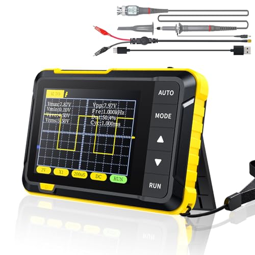 SURLABA Digitales Mini Oszilloskop, 200KHz Bandbreite Tragbares Taschen Oscilloscope mit Abtastrate 2.5MS/s, 2.8" TFT, Triggermodus Auto/Nomal/Einzel für Anfänger, DIY, Heimgebrauch von SURLABA