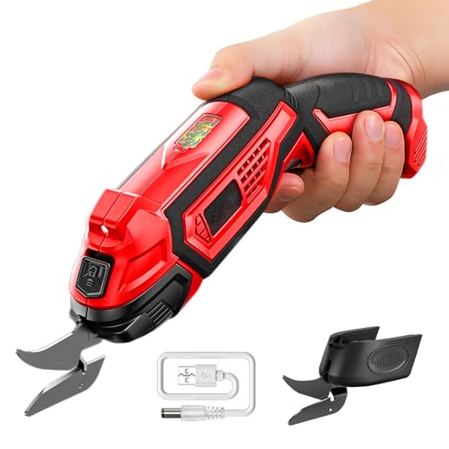 SURLABA Elektrische Schere Kabelloser Kartonschneider mit 2 Klingen & LED-Licht, Wiederaufladbare Leistungsstarke Stoffschere Cardboard Cutter für Bastelarbeiten, Leder, Teppich, Kunststoff, Filz SURLABA Elektrische Schere Kabelloser Kartonschneider mit 2 Klingen & LED-Licht, Wiederaufladbare Leistungsstarke Stoffschere Cardboard Cutter für Bastelarbeiten, Leder, Teppich, Kunststoff, Filz von SURLABA