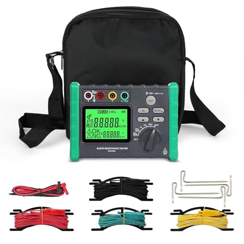 SURLABA Erdungswiderstandsmessgerät, 0,03–2000Ω Erdungswiderstand Bodenwiderstandsmessgerät 2/3-Draht-Messung AC/DC Spannungsmessgerät Erdungswiderstandsprüfer Earth Ground Resistance Tester von SURLABA