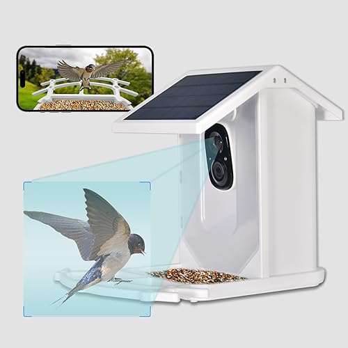 Vogelfutterhaus Kamera, Smart Bird Feeder 1080P Camera mit 1.5L Futterbehälter, AI Identifiziert 11000 Vogelarten, Futterstationen für Wildvögel, Vogelfutterspender Vogelhäuschen für Vogelliebhaber von SURLABA