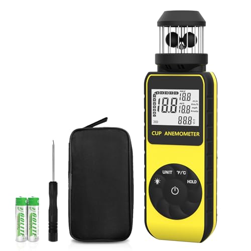 SURLABA Digital Windmesser, XF-881M Cup Anemometer ±4% Hoher Genauigkeit Wind Gauge Misst MAX/AVG Windgeschwindigkeit & Temperatur (℃/℉), Wind Meter mit Kompass für Schießen, Segeln, Surfen, Drohne von SURLABA