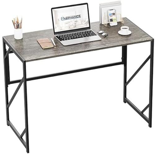 Moderner Schreibtisch, Computertisch für Heimbüro, kein Zusammenbau, Arbeitszimmer, Bürotisch, faltbarer Tisch für kleine Räume (Schwarze Eiche, 80 cm) von SURMIO