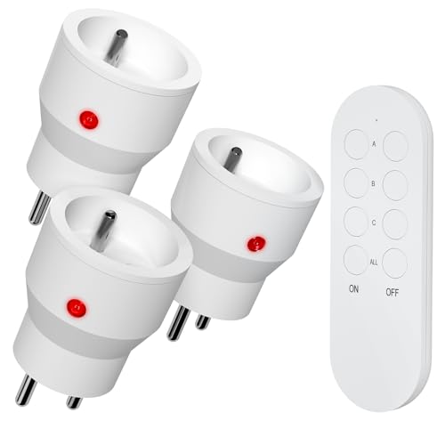 SURNICE Funk-Fernbedienung, programmierbar, 2300 W, 80 m Reichweite der Kontrolle im offenen Bereich, geringe Verlustleistung, All On All OFF von SURNICE