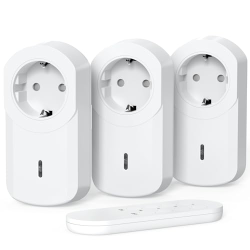 SURNICE Steckdosen mit Fernbedienung, 1000W Funkschalt-Set, 3er Steckdose mit 1er Fernbedienung, 40M Reichweite, Innenbereich Steckdosen, Plug & Play, Programmierbar und Erweitbar von SURNICE