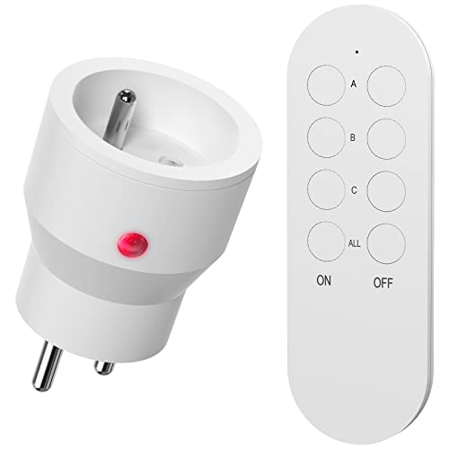 SURNICE Mini-Steckdosen, 10 A, programmierbar, kabellose Fernbedienung, 40 m Reichweite im offenen Bereich, geringe Verlustleistung, 2300 W, 1 x CR2032-Batterien kostenlos von SURNICE