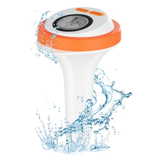 Digitales Poolthermometer, Schwimmend, Leicht Ablesbar, Schwimmendes Thermometer mit LCD-Anzeige, IPX8-Poolthermometer für Schwimmbäder, Whirlpools, Spa, mit 2 m Seil von SURPN