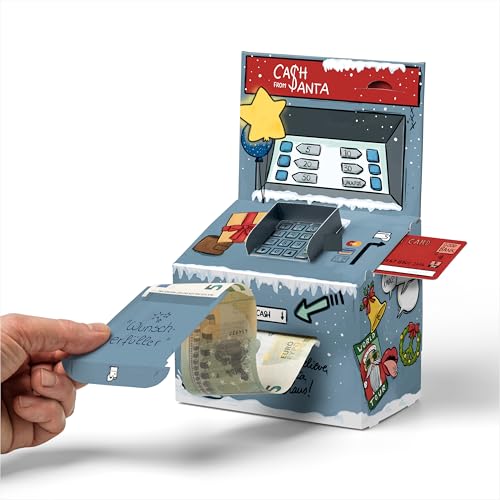 SURPRISA Geld-O-Mat Xmas Geldgeschenk Verpackung – Kreativer DIY Geldautomat, Originelle Geschenkidee für Weihnachten & besondere Anlässe – Inklusive Personalisierbarem Design von SURPRISA