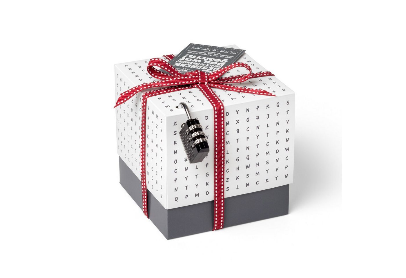 SURPRISA Geschenkbox Rätselbox persönliche Geschenkverpackung + Rätselspiel, für Gutscheine zum Geburtstag oder Hochzeit, Worträtsel - weiß von SURPRISA