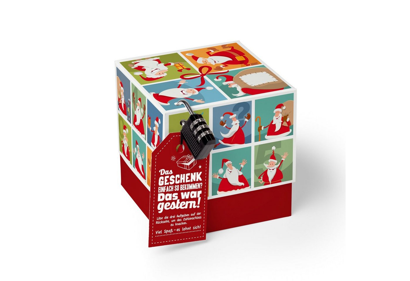 SURPRISA Geschenkbox für Weihnachten, Rätselbox, Geldgeschenk Verpackung für Gutscheine, Weihnachtsmann Rätsel von SURPRISA