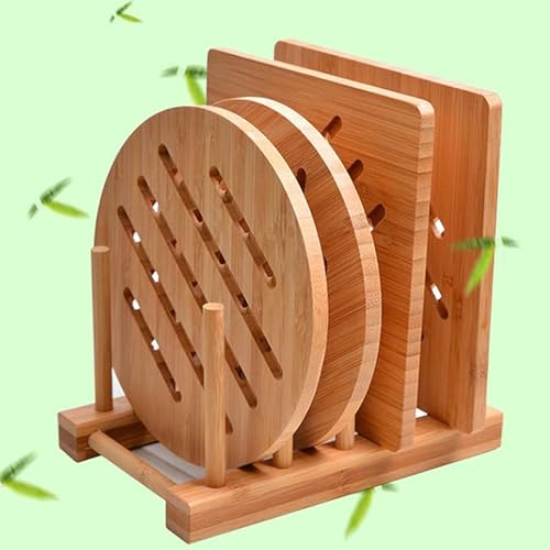 Bambus-Untersetzer, Schreibtischschutz-Matten-Set mit Kochplattenhalter für heiße Gerichte/Topf/Schale/Teekanne/Pads, hitzebeständiger Untersetzer von SURPRIZON