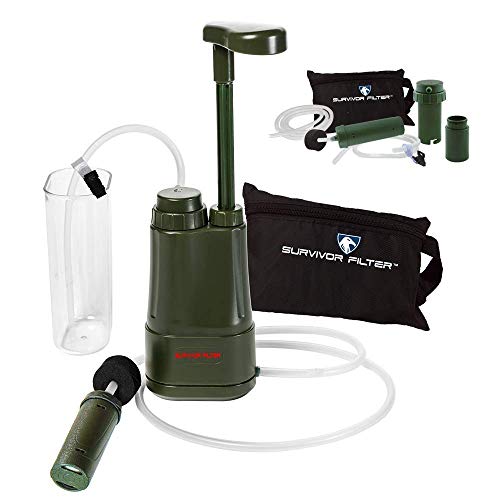 Survivor Filter PRO Hydration Extender Series – Handpumpe plus ein extra Set Ersatzfilter – tragbarer Wasserfilter für Camping, Wandern und Notfallvorsorge – 0,01 Mikron Ultrafilter von SURVIVOR FILTER