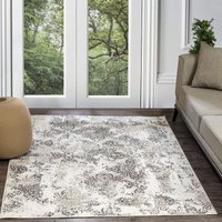 Perserteppich Kurzflor Wohnzimmer Vintage Orient Weiß und Grau 120 x 170 cm - Surya von SURYA