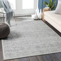 Perserteppich Kurzflor Wohnzimmer Vintage Orient Weiß und Grau 140 x 200 cm - Surya von SURYA