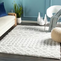 Teppich Hochflor Wohnzimmer Soft Weich Shaggy Berber Boho Weiß und Grau 160 x 220 cm - Surya von SURYA